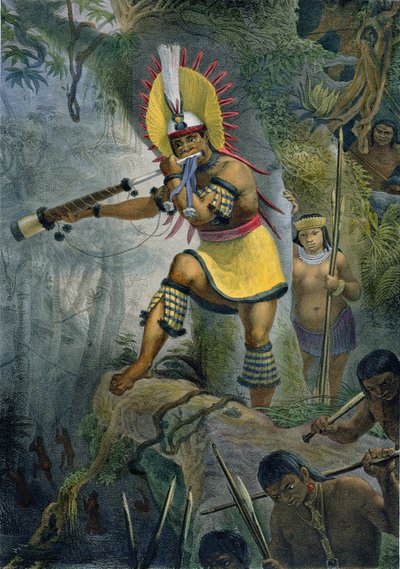 A Coroado Indian Giving the Signal for Attack, illustration from 